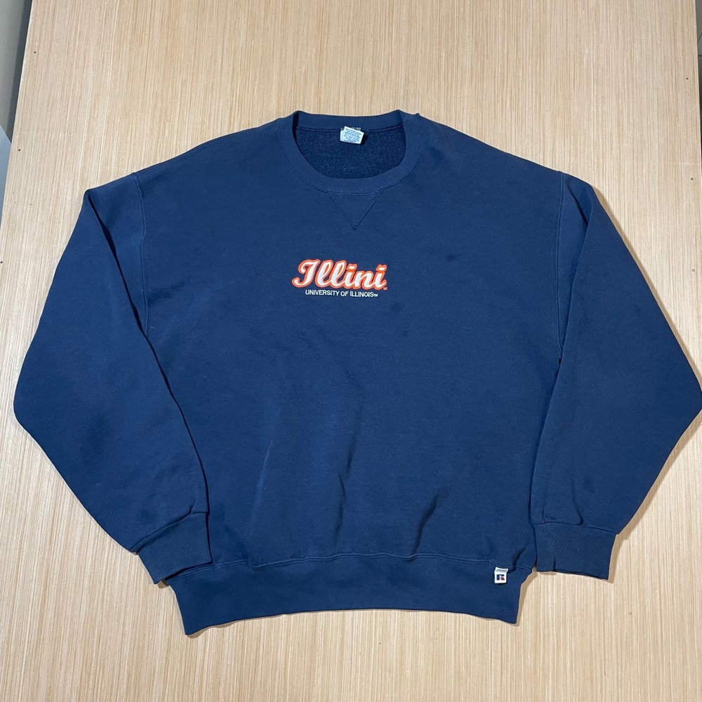 Russell Athletic Sweatshirt Mens XL Navy Illini University of Illinois Vintage